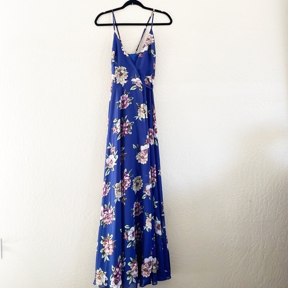 Lulus Blue Floral Maxi Wrap Dress - Picture 2 of 11